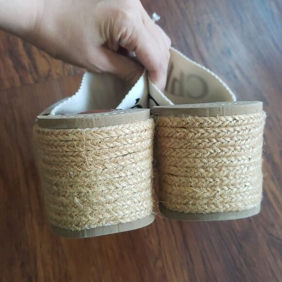 Chloe Cream Chic Edgy Feminine Trendy Y2K Canvas Platform Chunky Sandals Size 40 - Picture 4 of 6